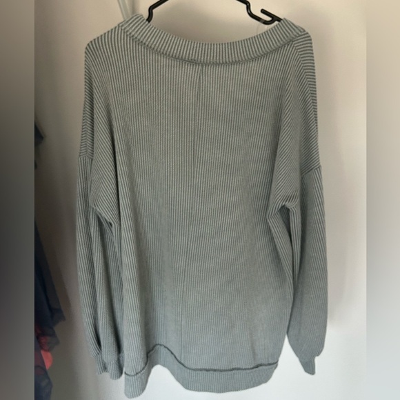V-Neck Ribbed Sweater - Seafoam colour - Picture 2 of 4